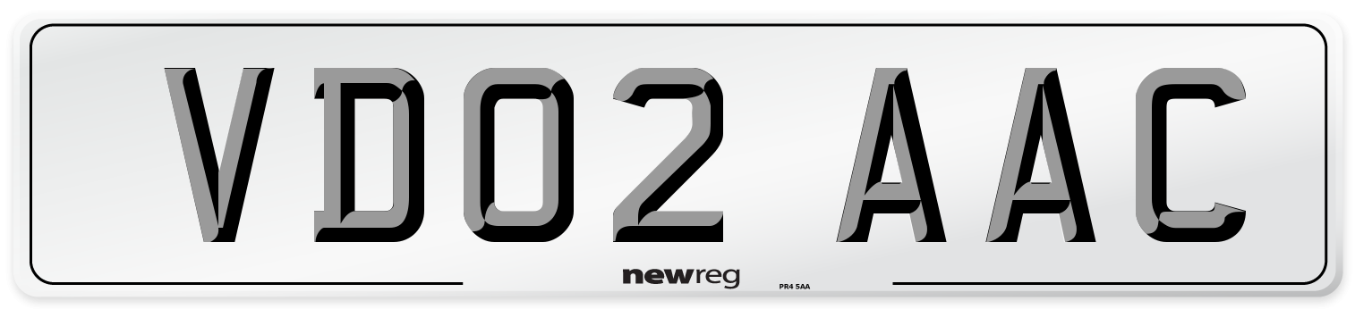 VD02 AAC Number Plate from New Reg